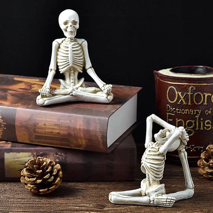Halloween Horror Desktop Decoration Resin Ornaments Feature Modeling Yoga Skull Skeleton